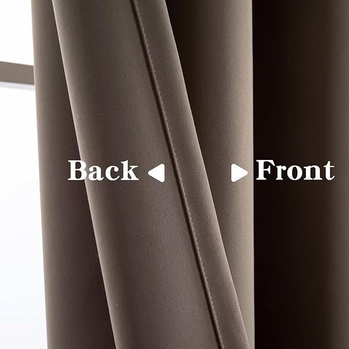 Blackout Curtains 108 Inches Long 2 Panels Set, Khaki Curtains Thermal Insulated Room Darkening Drapes for Bedroom, Rod Pocket Light Blocking Drapes Living Room Windows(52W × 108L, Khaki)