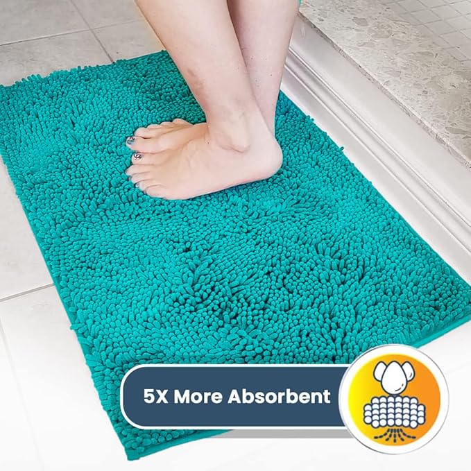 Muddy Mat® | Super Absorbent Door Mat Indoor, Microfiber Quick Dry Chenille Entryway Rug, Non-Slip Front Door Mat, Indoor Mats for Entryway, Machine Washable Pet Rug, Teal 18"x28"