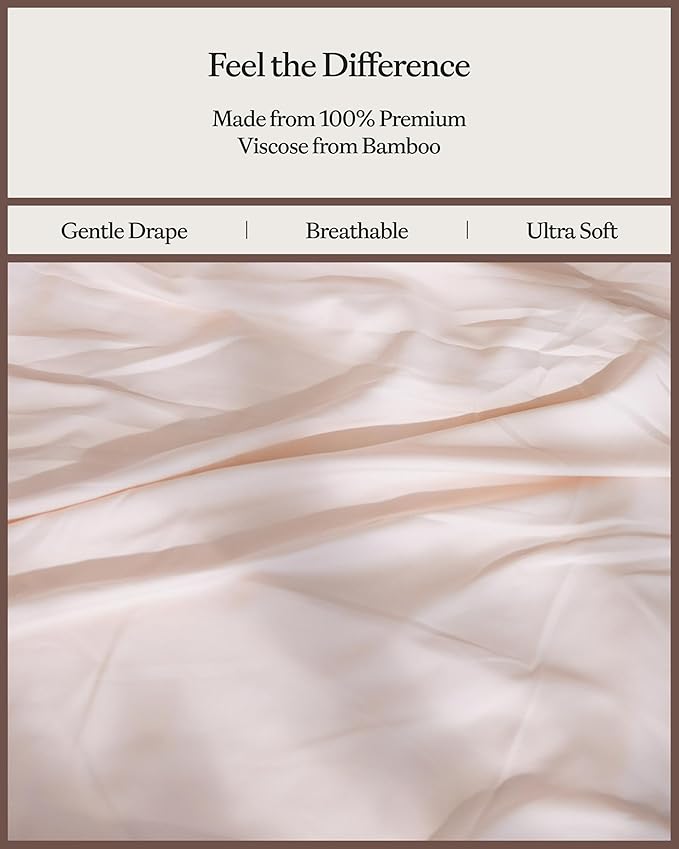 Cozy Earth Luxury Bed Sheet Set - 100% Viscose from Bamboo Fabric, Ultra-Soft & Breathable, Fits Regular & Deep Pocket Mattresses up to 20" - 4 Pieces Queen Sheet Set - Peony