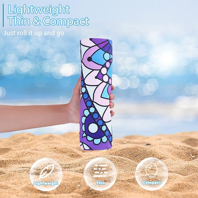 2 Pack Microfiber Thin Beach Towel Lightweight 71x32 Oversized Extra Large Sand Free Towels Quick Dry for Travel Pool Yoga Gym Sports Beach Accessories Vacation Essential Gift