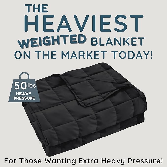 HomeSmart 50lbs Weighted Blanket King Size, Extra Heavy Blanket, Fits Standard and California King Beds, 104x92, Black