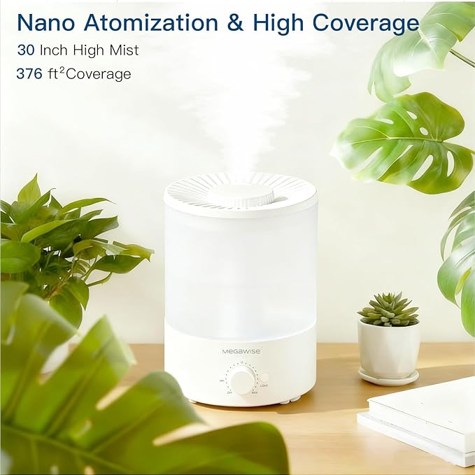 MegaWise Topfill 7-colour Night light humidifier for Kid bedroom with 3.5L Large Capacity, No leakage Design Fine Mist Output Auto Shutoff, Essential Oil Safe Tank