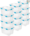 Sterilite 12-Pack Gasket Box, Weather-Resistant Storage Bins with Latching Lids, 80 Quart - Heavy-Duty Organizing Containers for Closet, Bathroom, and Office