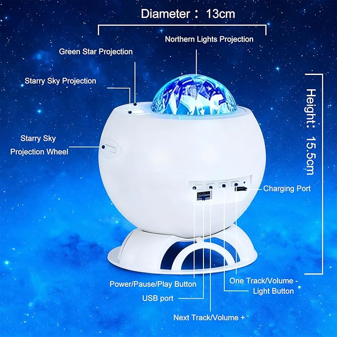 Star Projector,Moon Light,16-Color Aurora Projector Galaxy Projector,Supports USB Storage and Playback,Suitable for Children's bedrooms,Living Room Decoration,Christmas Gifts for Teenagers