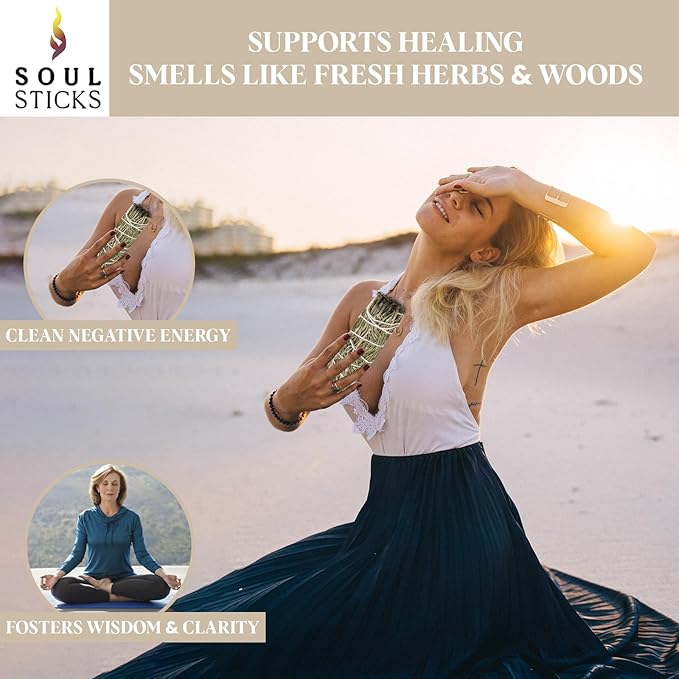 Soul Sticks 1 Pack 9 Inch Royal Sage Smudge Stick with Starter Guide | Floral Home Sage | House Blessing | Cleansing House | Smudging and Negative Energy | Big Smudge Stick