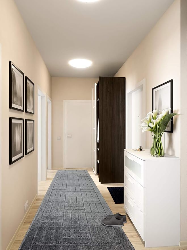 Custom Length Hallway Runner Rug,Slip Resistant,Bricks Anthracite, 26 Inch X 2 feet, Doormat, Sold and Priced Per Foot