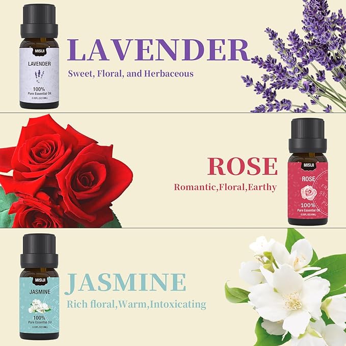 Essential Oils Set- Essential Oils for Diffuser for Home,Diffuser Oils Scents for Aromatherapy,Laundry,Candle&Soap Making,Humidifiers 6 X 10 ML