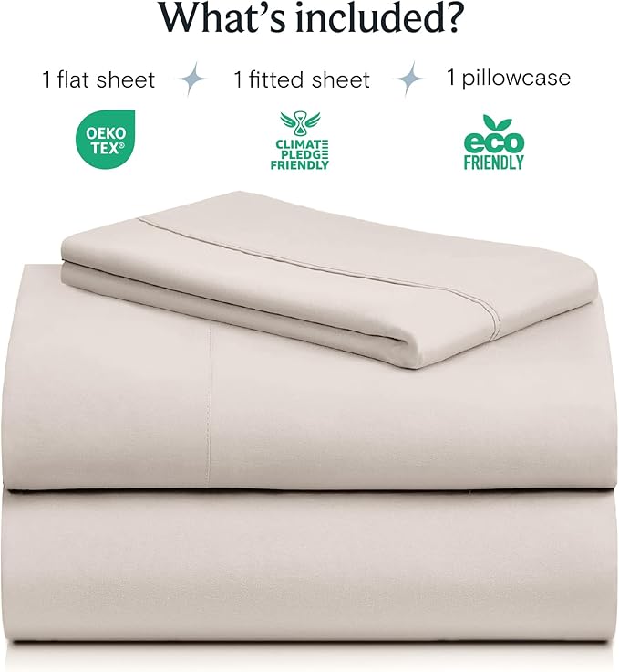 LuxClub 3 PC Twin Sheet Set, Deep Pockets Wrinkle Free Cooling Bed Sheets Hotel Bedding for Women, Men, Kids & Teens, Includes 1 Fitted Sheet, 1 Flat Sheet and 1 Pillowcase-Silky Soft Linen