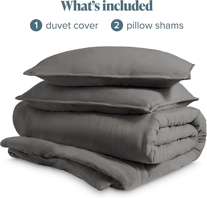 Bare Home Microfiber Duvet Cover Set - Ultra Soft Washed Microfiber - King/California King - Linen-Like Look - Easy Care - Breathable Fabric - Our Softest Duvet Cover Set (King/Cal King, Grey)