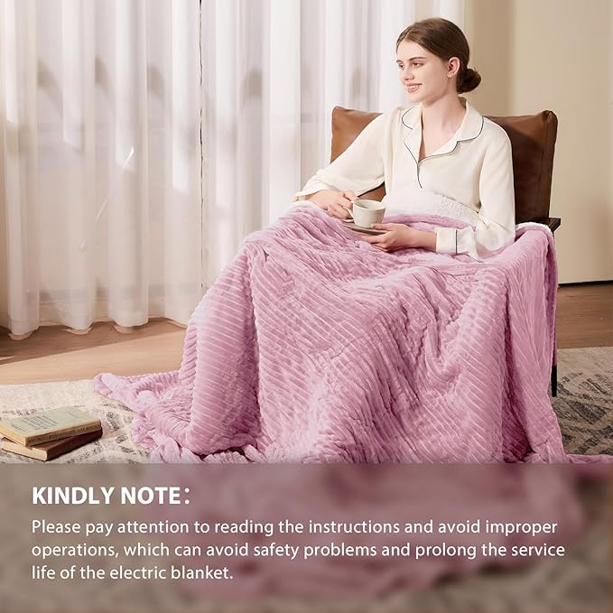 Homemate Electric Heated Blanket Full Size - 72"x84" Heating Blanket Full Size 1/2/4/6/8 Hours Auto-Off 10 Heat Level Over-Heat Protection Soft Flannel Sherpa ETL Certification
