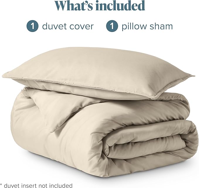 Bare Home Bedding Duvet Cover Extra Long - Premium 1800 Super Soft Collection - Lightweight, Cooling Duvet Cover - Soft Breathable Bedding (Twin/Twin XL, Sand)