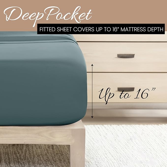 Linen Market Bed Sheets for King Size Bed (Ocean) - Sleep Better Than Ever with These Soft and Cooling King Sheets - Deep Pocket Fits 16" Thick Beds - 4 Piece King Sheet Set