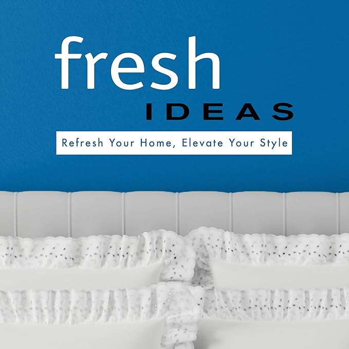 Fresh Ideas Eyelet Bed Skirt, Ruffled Design, 14 Inch Drop, Embroidered Scalloped Edge, King, Ivory
