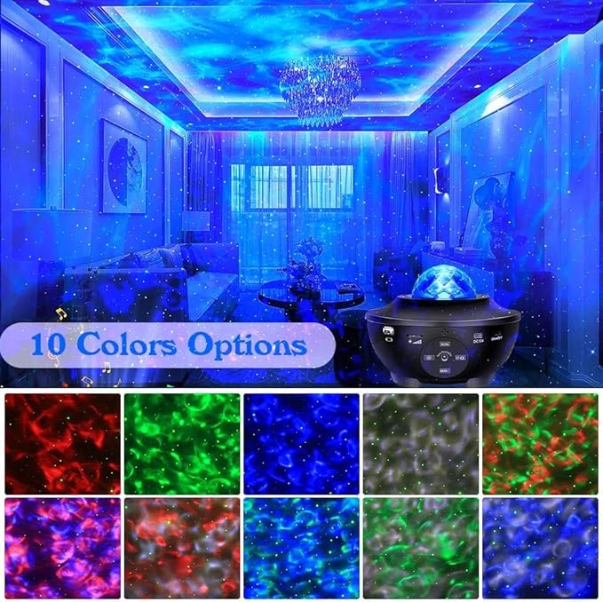 Sunbox Star Projector,Galaxy Projector Night Light with Remote Control,White Noise,Music Speaker&Timer,Starry Light Projector for Bedroom,Party,Decoration,Star Night Light