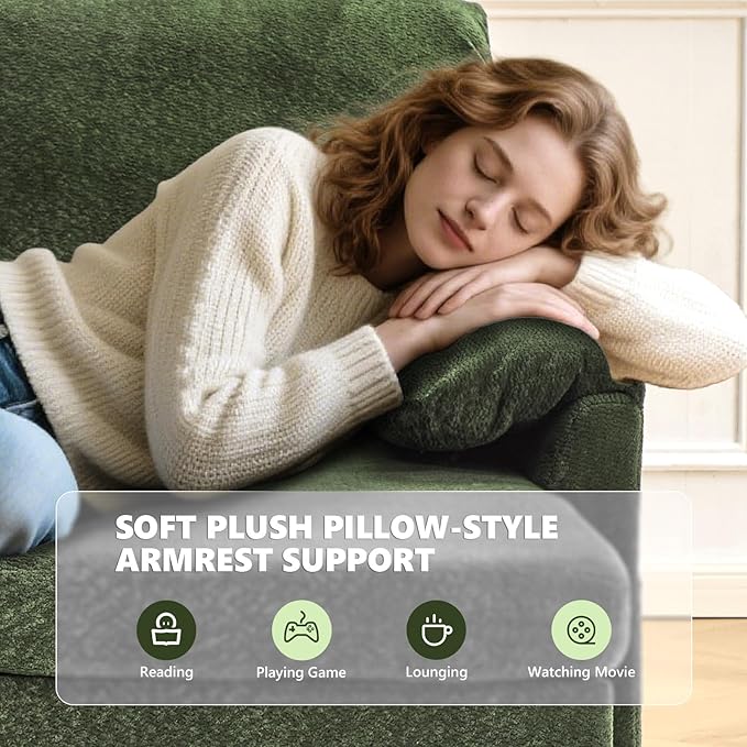 VINGLI Convertible Sofa Bed Couches for Living Room, Sleeper Sofa with Pull Out Couch Bed, Cloud-Like Plush Fleece L-Shape Sectional Couch with Storage Chaise, USB Charging, Side Pockets (Green)