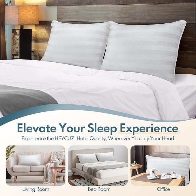 DIORIS Pillows Queen Size Set of 2 - Luxury Hotel Bed Pillows for Sleeping, Premium Fluffy Soft Down Alternative Fill Pillows for Back, Stomach, Side Sleepers, Supportive, Breathable, Skin-Friendly