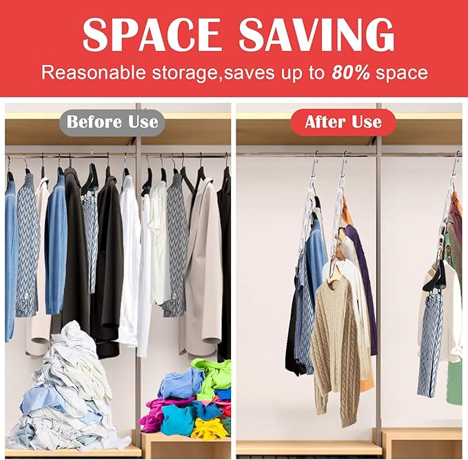 12 Pack Space Saving Hangers for Clothes, Collapsible Metal Hangers Organizer, Clothes Space Savers, Closet Organizers and Storage, Dorm Room Essentials