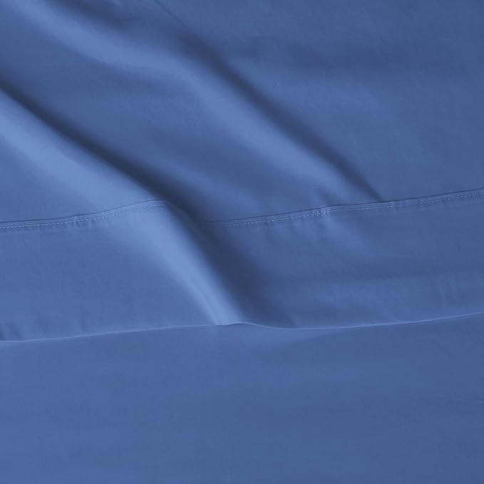 Amazon Basics Lightweight Super Soft, Wrinkle-Free, Breathable Easy Care Microfiber 4-Piece Bed Sheet Set with 14-Inch Deep Pockets, Queen, Dutch Blue, Solid
