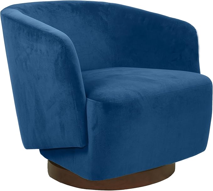 MINCETA Accent Chair,Modern Swivel Chairs for Living Room Reading and Bedroom with Wood Base,Velvet in Navy