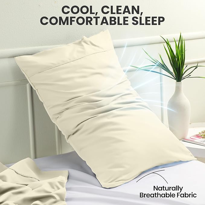 Pillow Covers by Utopia Bedding - Queen Size 2-Pack – Soft Brushed Microfiber – Perfect for Hospitals, Hotels, Guest Rooms – Oeko-TEX Certified, 20x30 Inches (Ivory)