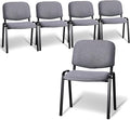 VINGLI Waiting Room Stacking Chairs, 5-Pack Fabric Church Conference Stackable Chair Set, for Office Guest & Reception Meeting Rooms, Lobby, Simple&Space-Saving, Fabric-Grey