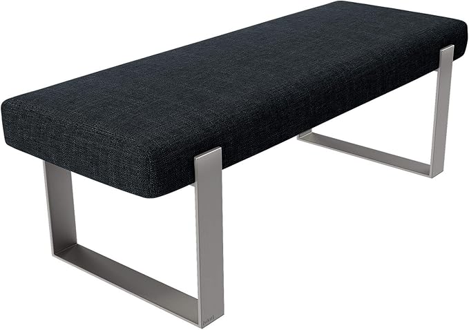 VANT Upholstered Bed Bench - Weave Blue Denim - Brushed Nickel - Contemporary Modern, Bedroom Bench Seat, Hallway, or Entryway