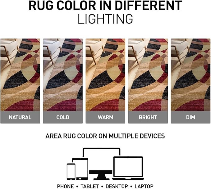 Rugshop Contemporary Abstract Circles Perfect for high Traffic Areas of Your Living Room,Bedroom,Home Office,Kitchen Area Rug 3'3" x 5'3" Multi