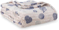 Berkshire Blanket-Classic Heavyweight Soft Printed VelvetLoft® Plush Blanket, Full/Queen Size Soft Fuzzy Warm Blanket for Couch Sofa Bed, Classic Shells Navy, 90in x 90in