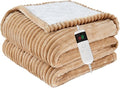Heated Blanket Electric Throw, Soft Flannel Heating Blanket with 8 Hours Auto Off 10 Fast Heating Levels Machine Washable Sherpa Heated Blanket with Overheating Protection