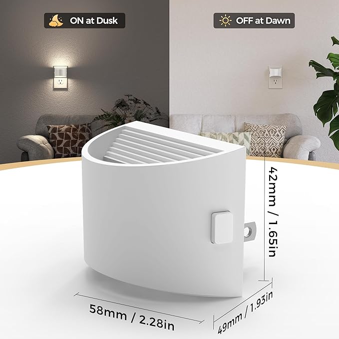 DORESshop LED Night Light[2 Pack], Night Lights Plug into Wall, 3 Level Brightness Adjustable Plug in Night Light, Dusk to Dawn Sensor Nightlights for Adults,Bedroom,Bathroom,Hallway,5000K White Cover
