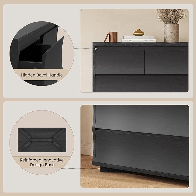 Black Tall Dresser for Bedroom, 61.1" Tall Dresser with 8 Drawers, Wood Dressers & Chests of Drawers, Accent Upright Drawer Organizers for Closet, Hallway