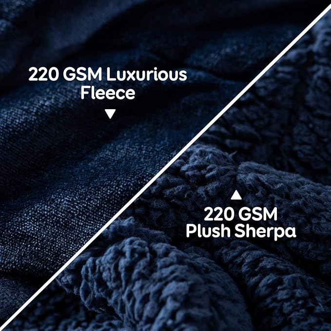 Cottonblue Weighted Blanket 15lbs for Queen Bed, Weighted Blankets for Adults, Fuzzy Soft Sherpa Flannel Throw, Cozy Plush Blanket for Sofa Bed,60 x 80 inches,Navy Blue