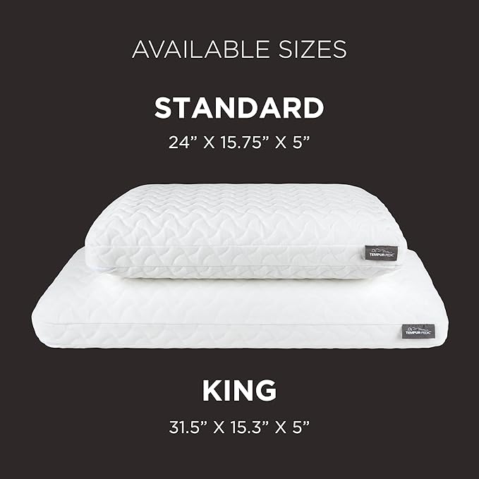 Tempur-Pedic TEMPUR-Cloud Pillow, Standard-2-Pack, Standard, White 2 Count