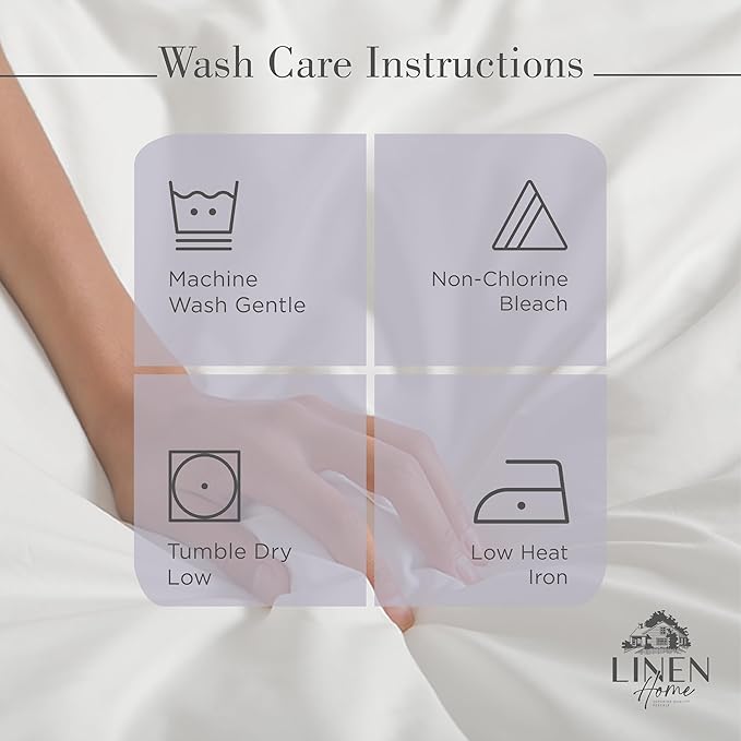 Linen Home 100% Cotton Percale Sheets Twin Size, Prelude Purple, Deep Pocket, 3 Pieces Set - 1 Flat, 1 Deep Pocket Fitted Sheet and 1 Pillowcase, Crisp Cool and Strong Bed Linen