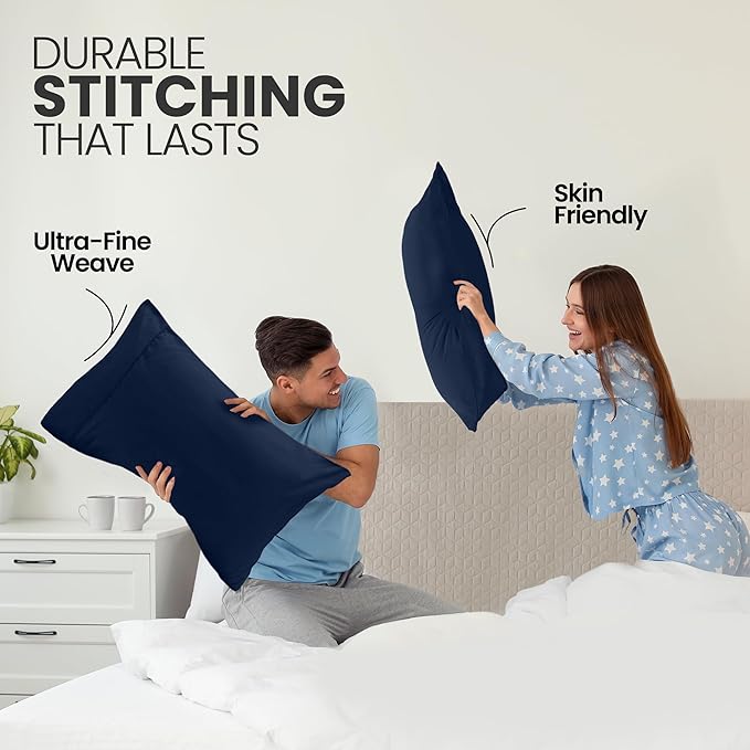 Pillow Covers by Utopia Bedding - King Size 2-Pack – Soft Brushed Microfiber – Perfect for Hospitals, Hotels, Guest Rooms – Oeko-TEX Certified, 20x40 Inches (Navy)