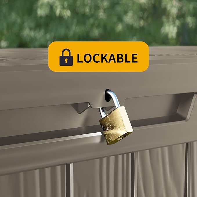 270 Gallon Outdoor Storage Box Waterproof Lockable Resin Deck Box Large, Patio Storage Bin for Pool Accessories Cushion Furniture, Garden Tools, UV-Resistant Outside Delivery Grey