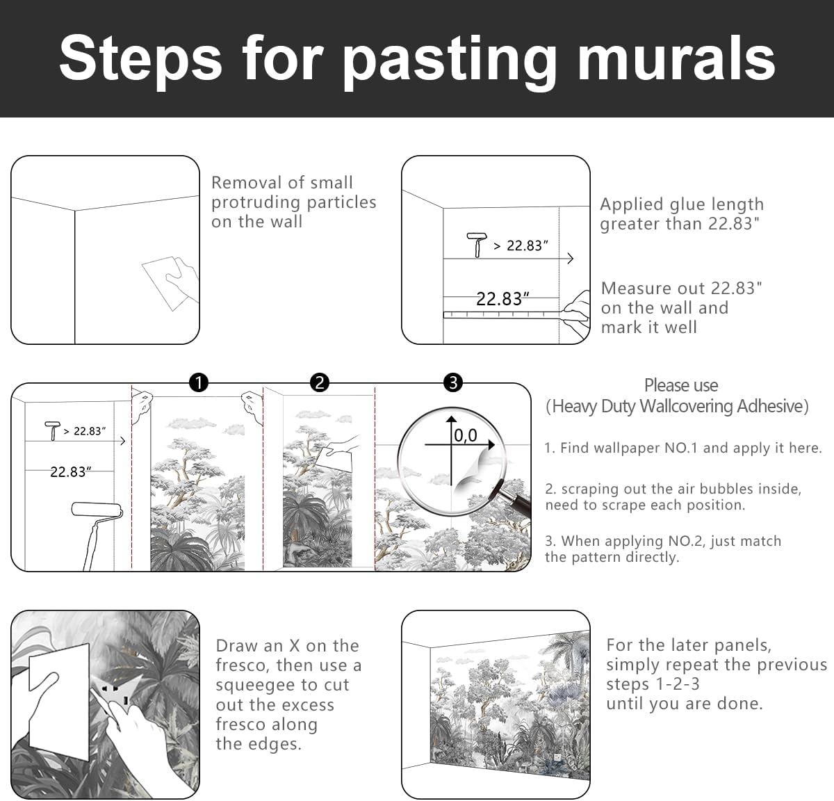 -Tropical Rainforest Botanical Grey Jungle Forest Fabric Wallpaper Living Room Palm Leaf Plant Bedroom Bathroom Large Wall Mural- 183"x120"（ not Peel and Stick）