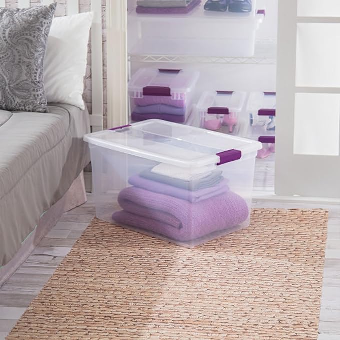 Sterilite 24-Pack 66 Quart ClearView Latch Box, Stackable Organizer Bins with Latching Lids - Clear Plastic Organization Containers for Closet, Bedroom, Shelving Units and Everyday Home Storage