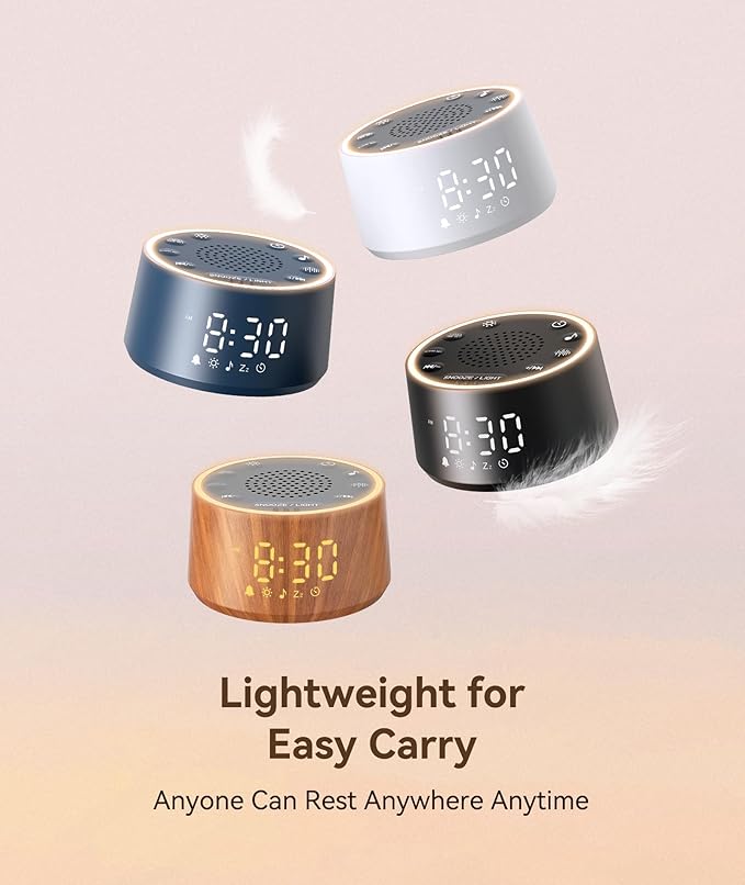 Dreamegg Sound Machine with Nursery Lamp - Sound Machine Baby, Soothing Sounds, Timer, Memory Function, 10 Colour Night Light, White Noise Machine Alarm Clock for Newborn Baby Registry Gift, White