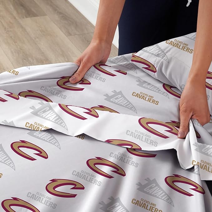 Northwest Officially Licensed Cleveland Cavaliers NBA Full Size Sheet Set – Soft Team Logo Bedding for Dorms, Bedrooms, Fan Caves & Game Day Style