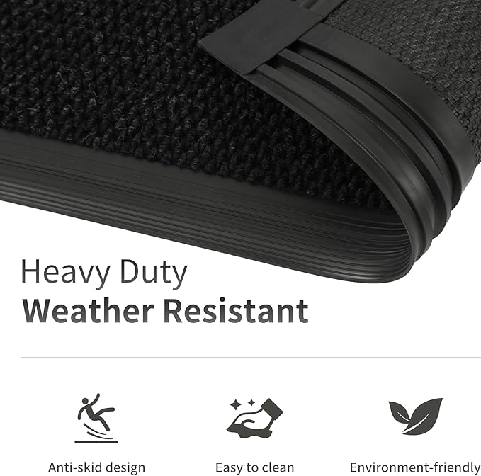 3ft x 23ft Front Door Mat Indoor Outdoor Entrance, Commercial Heavy Duty Entryway Matt, Non-Slip Rubber Backing Low Profile Doormat, Waterproof Dirt Trapper Welcome Mat for High Traffic Area