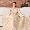 Bearhug Electric Throw Blanket 50" x 60", Reversible Velvet & Sherpa Heated Throw Beige, 6 Heating Levels & 4H Auto Off, Over-Heat Protect, ETL Certification, Machine Washable
