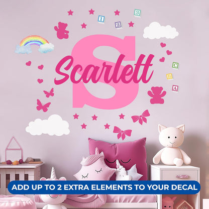 CRYPTONITE Multiple Font Personalized Name & Initial Vinyl Wall Decals I Nursery Wall Decal for Baby Boy & Girl Decoration I Stickers for Kids I Multi-Size with Glitter Optional