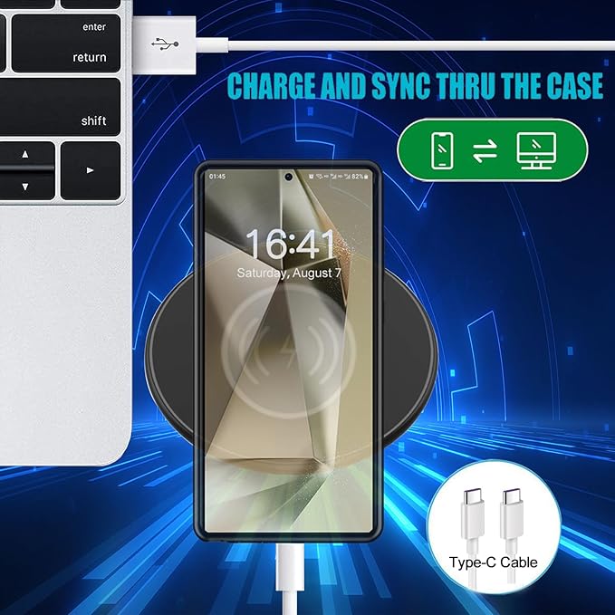 Battery Case for Galaxy S24 Ultra,Upgraded 12000mAh Rechargeable Portable Extended Battery Pack Supported Qi Wireless Charging Case Compatible with Galaxy S24 Ultra(6.8 inches) Charging Case-Black