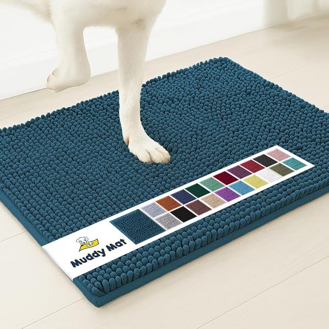 Muddy Mat® Shown on TV – Super Absorbent Door Mat Indoor, Microfiber Quick Dry Chenille Entryway Rug, Non-Slip Front Door Mat, Indoor Mats for Entryway, Machine Washable Pet Rug, Atlantic Blue 24"x36"