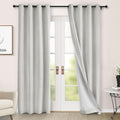 Macochico 52" Wx108 L 100% Blackout Curtains Extra Long Thermal Insulated Chenille Curtains for Living Room Bedroom Auditorium Home Theater White Grommet Curtains with Tieback Classic 1 Panel