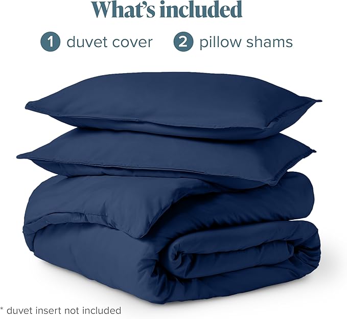 Bare Home Bedding Duvet Cover Queen Size - Premium 1800 Super Soft Duvet Covers Collection - Lightweight, Cooling Duvet Cover - Soft Breathable Bedding (Queen, Dark Blue)