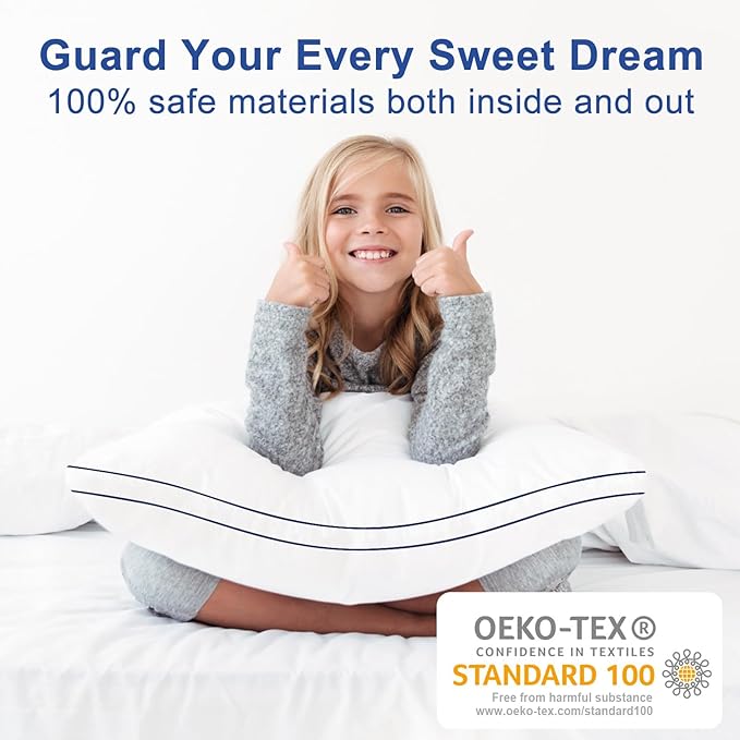 Premium Pillows Queen Size Set of 2, Fluffy and Supportive 7D Down Alternative Bed Pillows, Luxury Soft Hotel Quality Gusseted Pillow for Side Back Stomach Sleepers, Relief Neck Head and Shoulder Pain