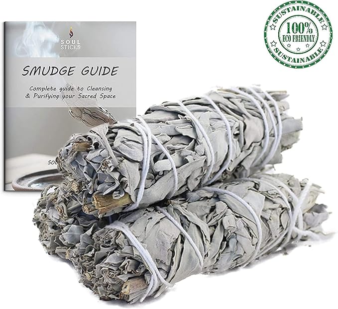 SOUL STICKS 4 Inch 50 Pack Organic California White Sage Smudge Sticks Bulk for Home Cleansing, Negative Energy Removal, Good Energy Meditation & Smudging Rituals | Pure Sage Bundles
