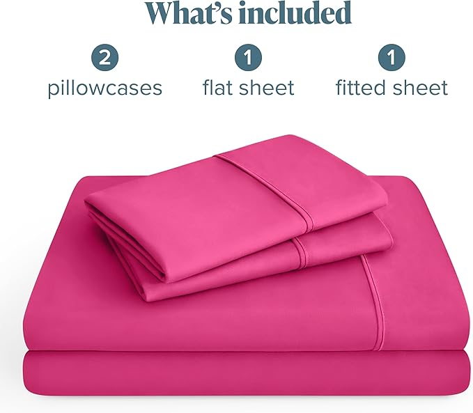 Bare Home Hotel Luxury Twin XL Sheet Set, Extra Soft - 4 Piece Set - Deep Pockets - Easy Fit - Cooling & Breathable - Wrinkle, Fade, Stain Resistant - Includes 2 Pillowcases (Twin XL, Pink)